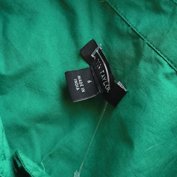 Ann Taylor NWOT Green Flare Midi Shirtdress - Picture 5 of 6